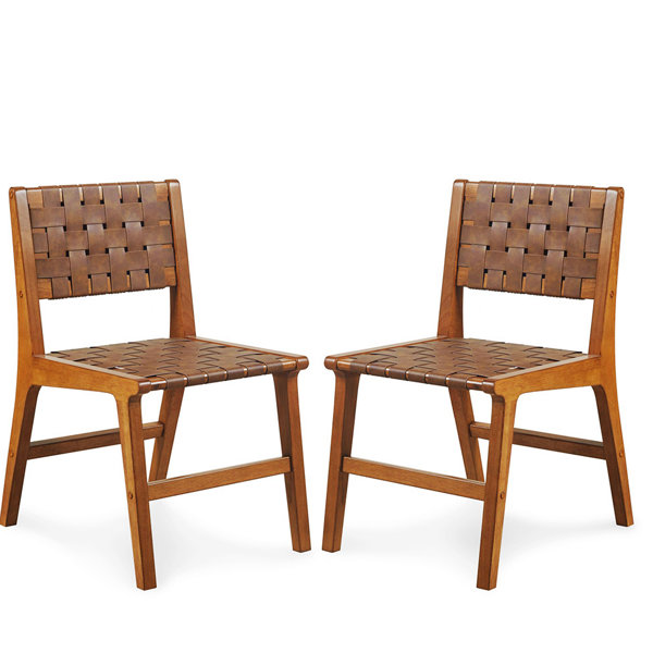 Corrigan Studio® Aldenport Faux Leather Woven Dining Chairs Set Of 2